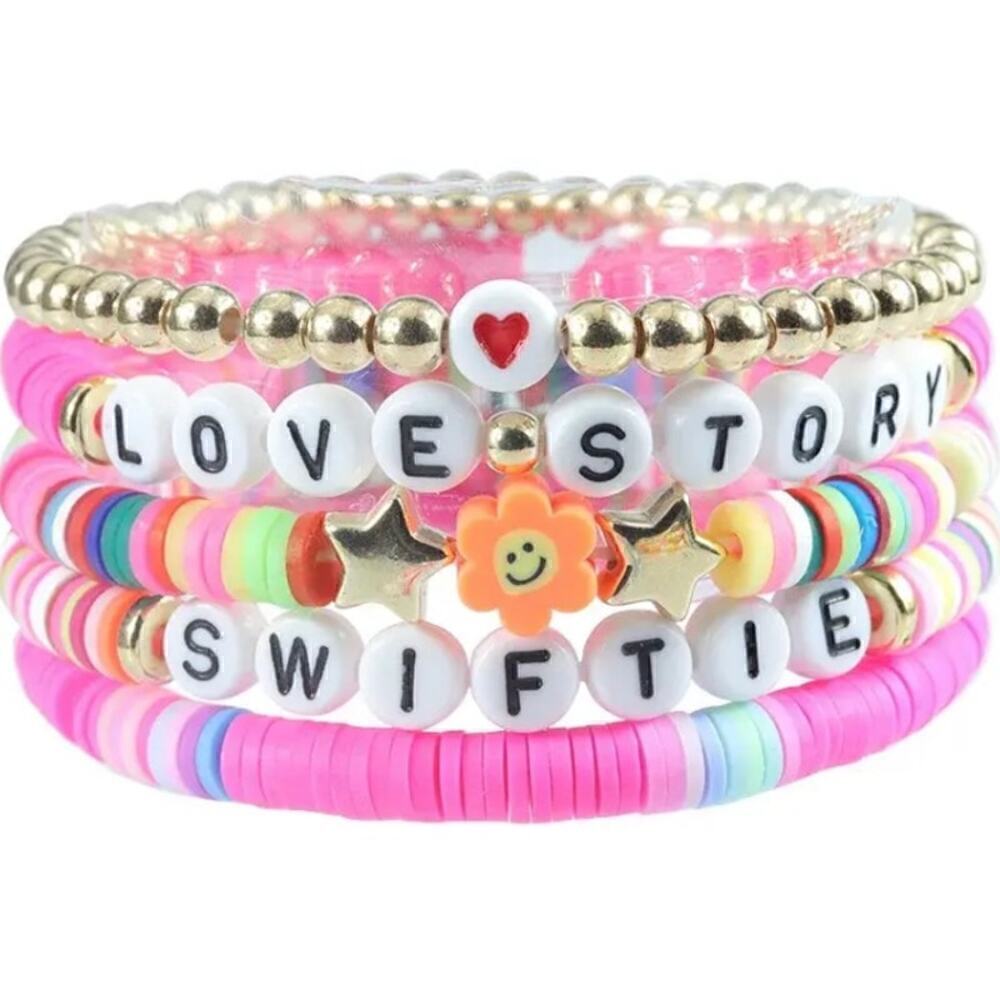 Gold White Red Heart Sunflower Star Clay Zinc Alloy Friendship Bracelets